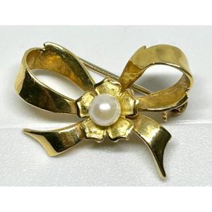 Flot Gold And Pearl Brooch 