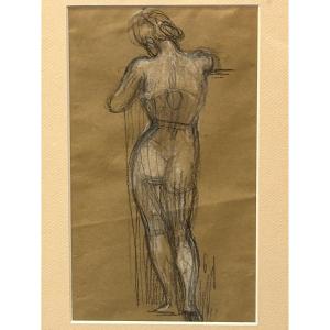 Unsigned Nude Woman Drawing 