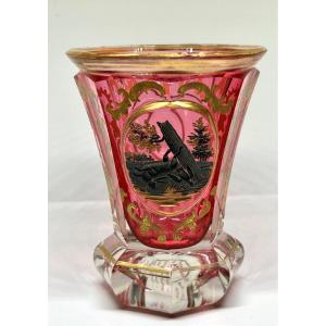 Friedrich Egermann, Bohemian Engraved Glass Vase 