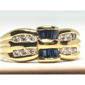 Gold Ring, Brilliants And Sapphires 
