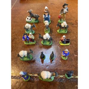 Lot Of 15 Vintage Santons From Provence Cl. Carbonel