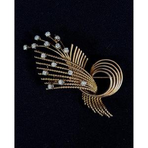 Broche en Or avec Brillants 20ème