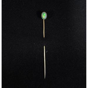 Gold Tie Pin Set With An Opal 