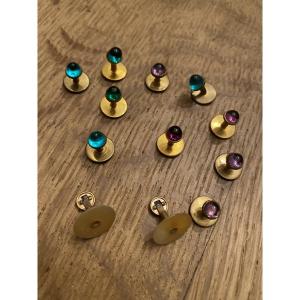 Lot de boutons de cols en métal doré 