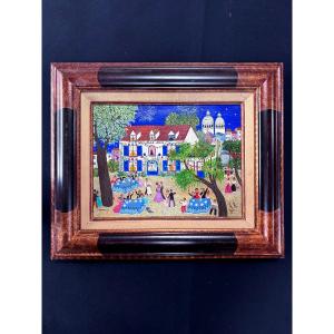 Marie-jo Rodenac, Naïve Painting "july 14th At The Chat Noir" 