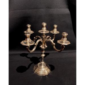 Chandelier à 5 bougies en argent 800 