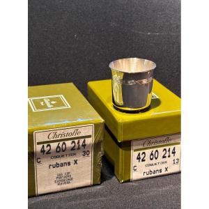 Two Christofle Ribbons X Egg Cups In Silver-plated Metal 