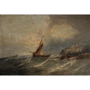 Louis Verboeckhoven, Marine, Oil On Canvas 