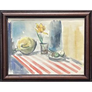 Unsigned Watercolor On Still Life Paper