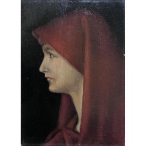 G. Machavoine, Fabiola After Henner Oil On Panel