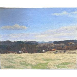 Belgian Landscape Oil On Canvas Signature To Be Defined