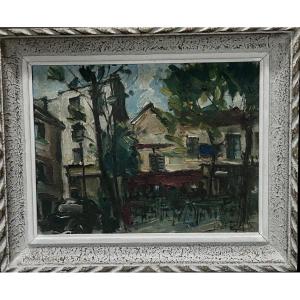 C. Feola, Scène De Vie à Montmartre Oil On Canvas