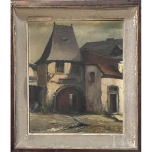 H. Feltgen, Luxembourg Artist Oil On Canvas Village View