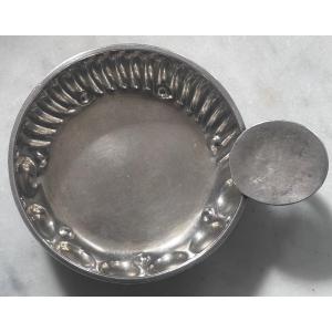 Tastevin In Sterling Silver With Veins And Pearls Relief 19th Century