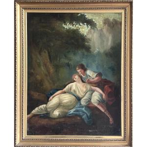 Huile sur toile école romantique XIXe siècle 