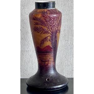 Degué, pied de lampe art nouveau en pâte de verre 