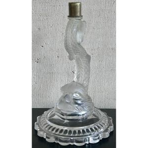 Baccarat, pied de lampe Dauphin en cristal art déco 