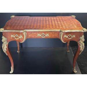 Bureau plat en marqueterie et bronze doré Napoléon III