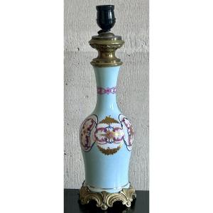 Porcelain Oil Lamp Mounted On Bronze 19th Century