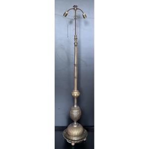 Large Art Deco Lamp Base In Patinated Bronze