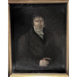 Tableau portrait d’homme XVIIIe siècle huile sur toile 