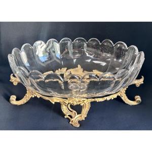 Milieu de table Napoléon III en cristal de Baccarat et bronze doré