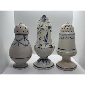 Set Of 3 J.p. Boch Luxembourg 18th-century Earthenware Salt Shakers 