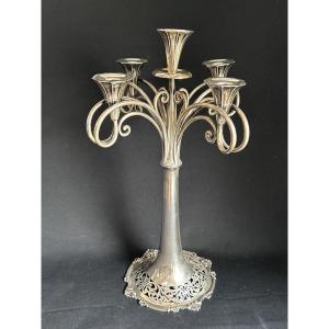 Candélabre hongrois art nouveau en argent massif