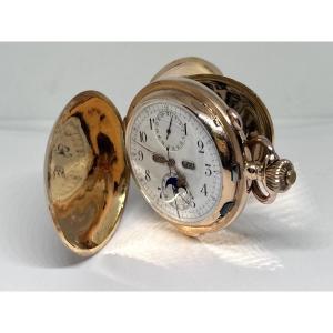 The Phare Triple Calendar Repeater Pocket Watch In Rose Gold