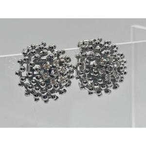 Boucles d’oreille à clips en or blanc 18 carats et brillants