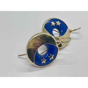 Boucles d’oreille en or 18 carats et lapis lazuli motif étoilé