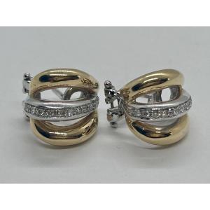 Boucles d’oreilles en ors 18 carats pavées de diamants