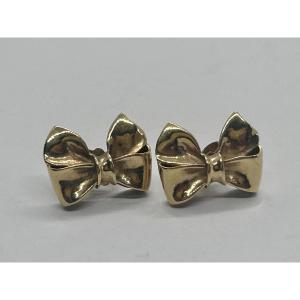 Boucles d’oreille noeud art déco en or 18 carats