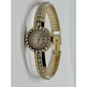 Longines, Art Deco Women's Watch In 18k Gold With Diamonds