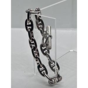 Hermès, bracelet maille « chaîne d’ancre » en argent massif