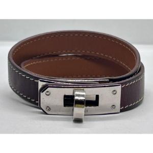Hermès, bracelet Kelly double tour en cuir