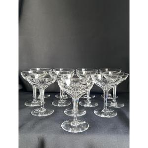 Val Saint Lambert, service de 12 coupes à Champagne en cristal
