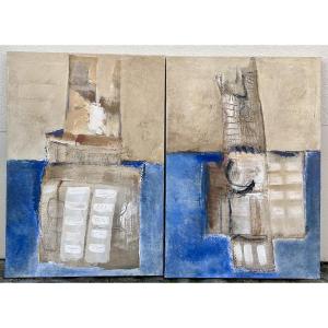 J. Marschal, diptyque technique mixte sur toile