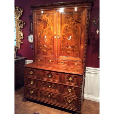 Important Secretary, Cabinet German Walnut 18th