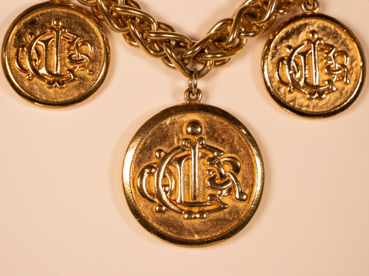 Unique Christian Dior Necklace With Relief Medallions -photo-4