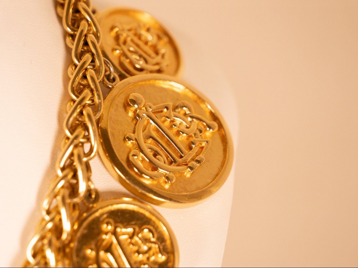 Unique Christian Dior Necklace With Relief Medallions -photo-1