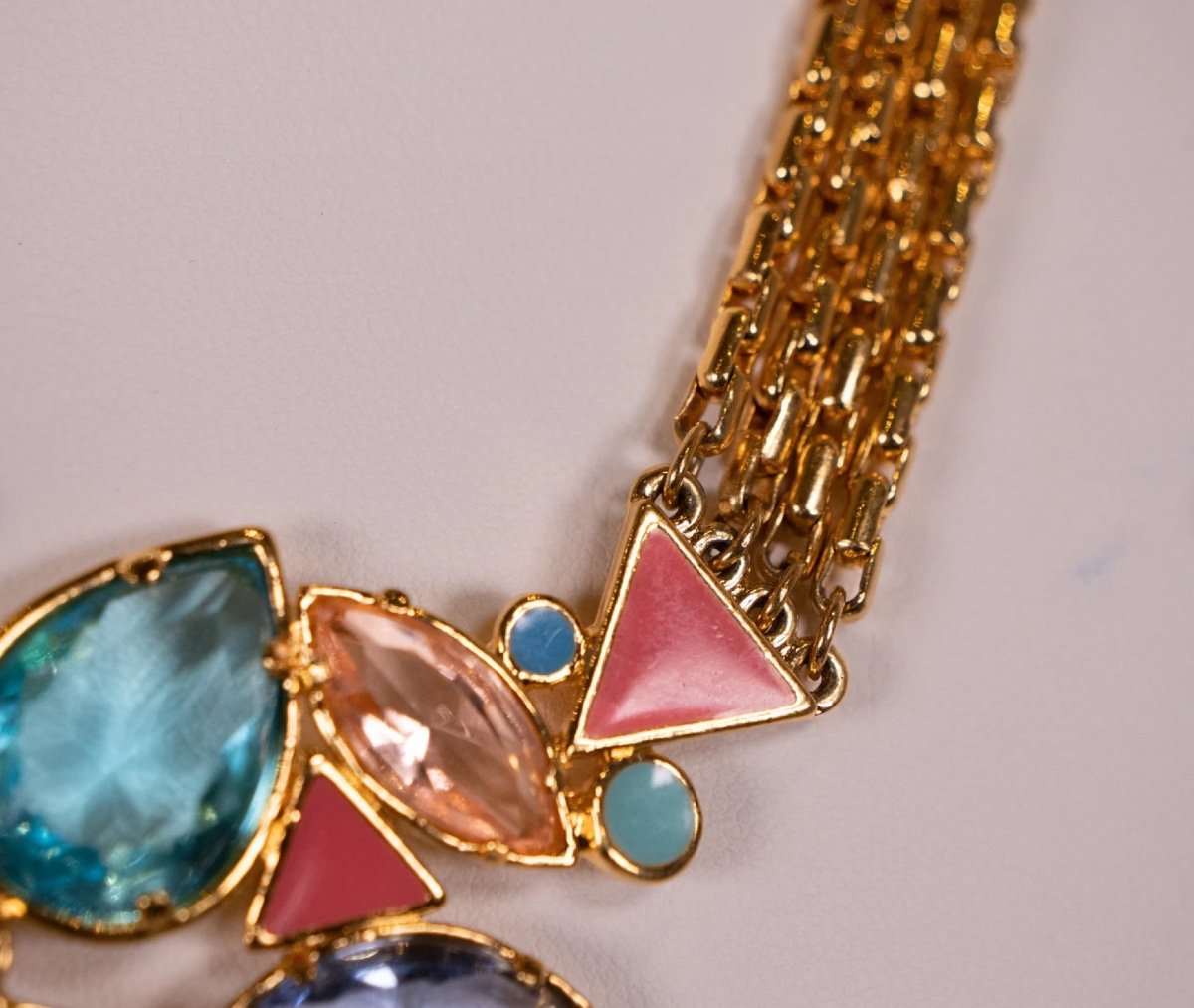 Vintage Haute-couture Yves Saint Laurent Necklace With Blue Facetted Crystals-photo-1