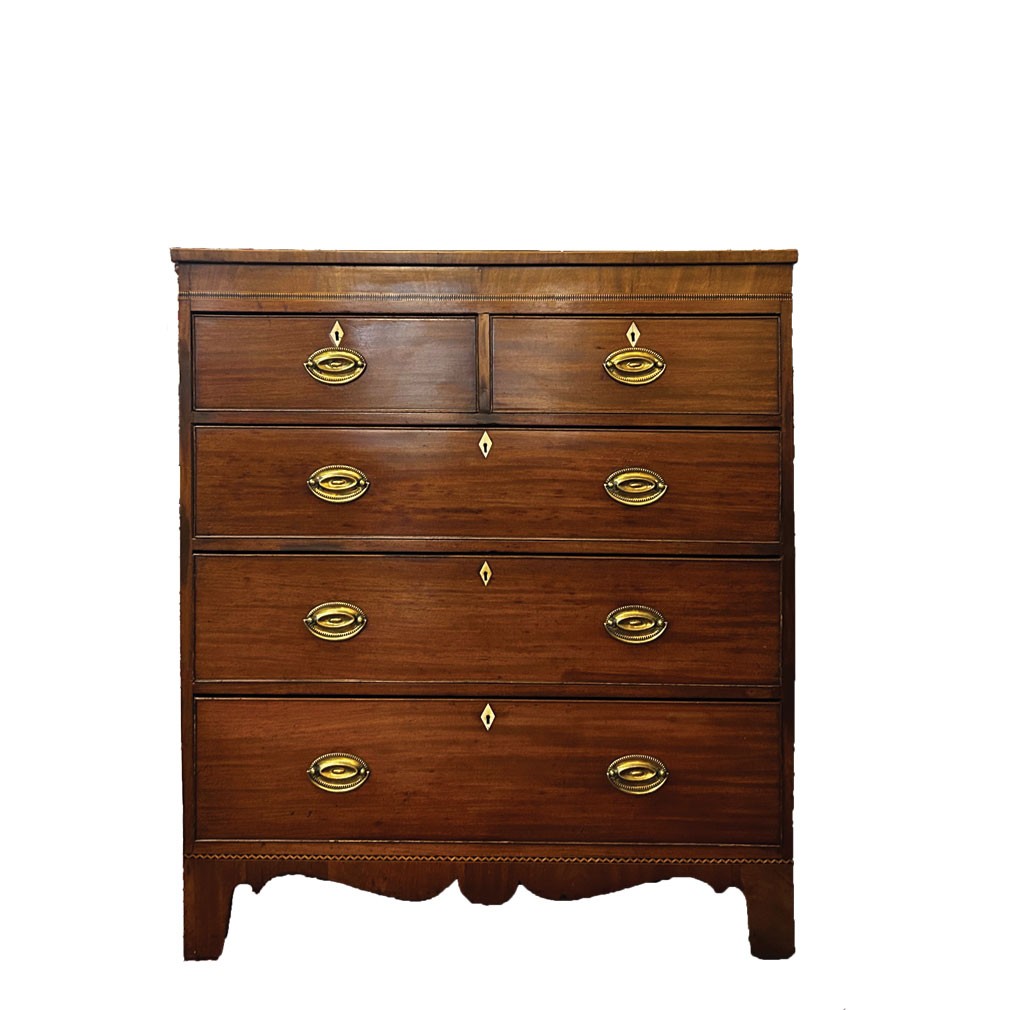 Commode anglaise du XIXe siècle à cinq tiroirs