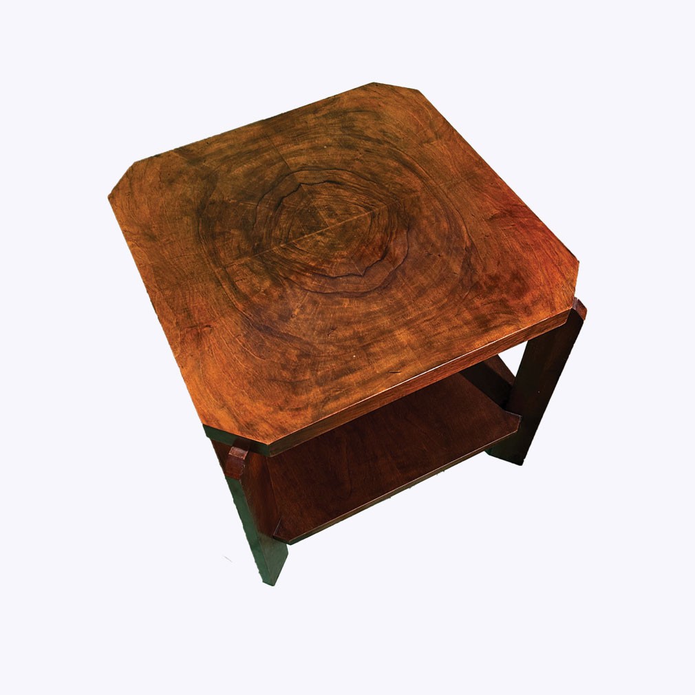 Table d’appoint Art Déco en chêne – années 1920 | Design géométrique-photo-2