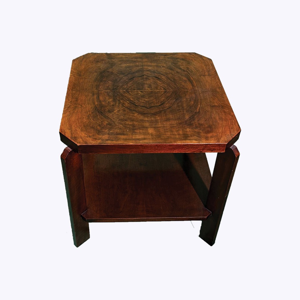 Table d’appoint Art Déco en chêne – années 1920 | Design géométrique