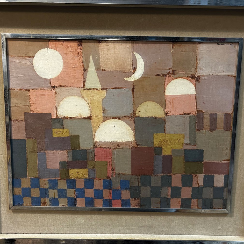 Paysage urbain abstrait à l’huile par Jean Oosterlynck-photo-2