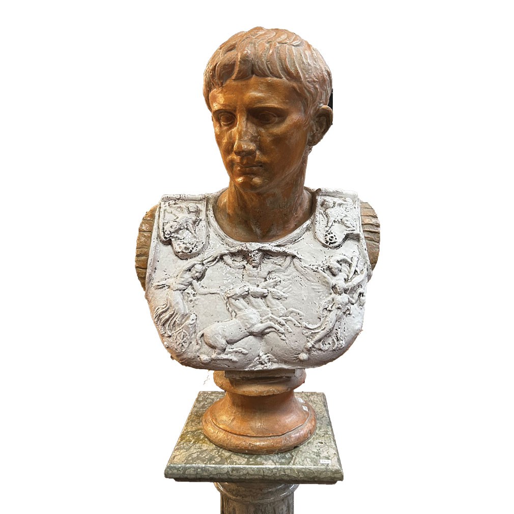 Vintage Terracotta Bust Of Marcus Aurelius - Classic Roman Sculpture