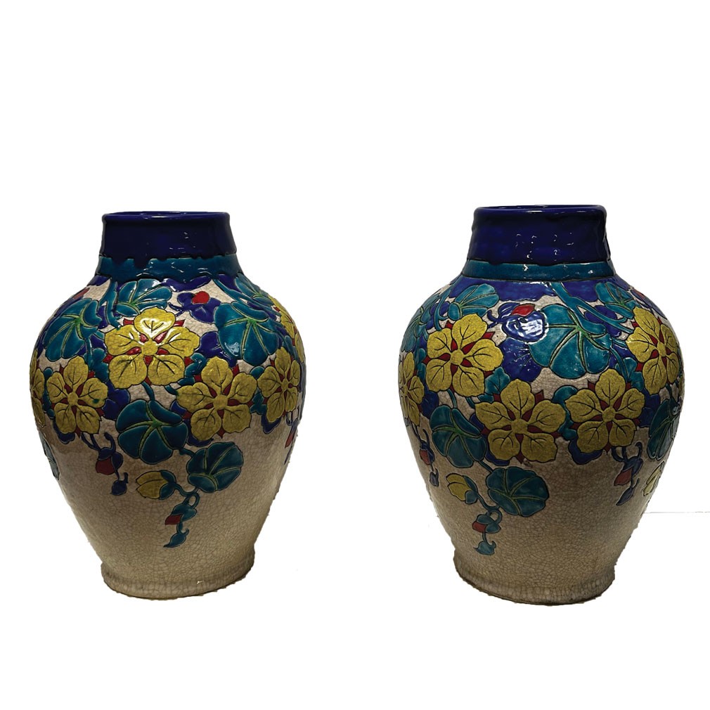 Paire de vases Art Déco Boch Frères, années 1930