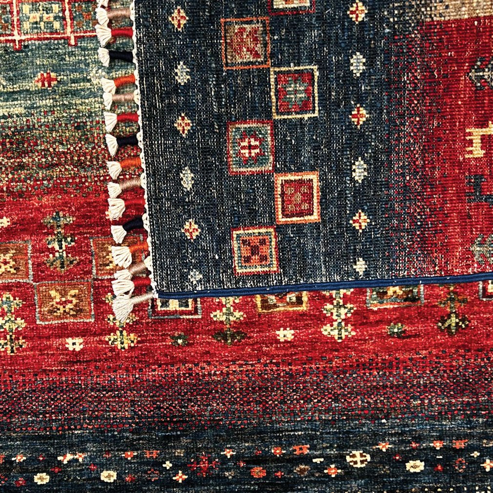 Afghan Loribaft Wool Carpet, Tribal Motifs, 177 X 132 Cm-photo-1