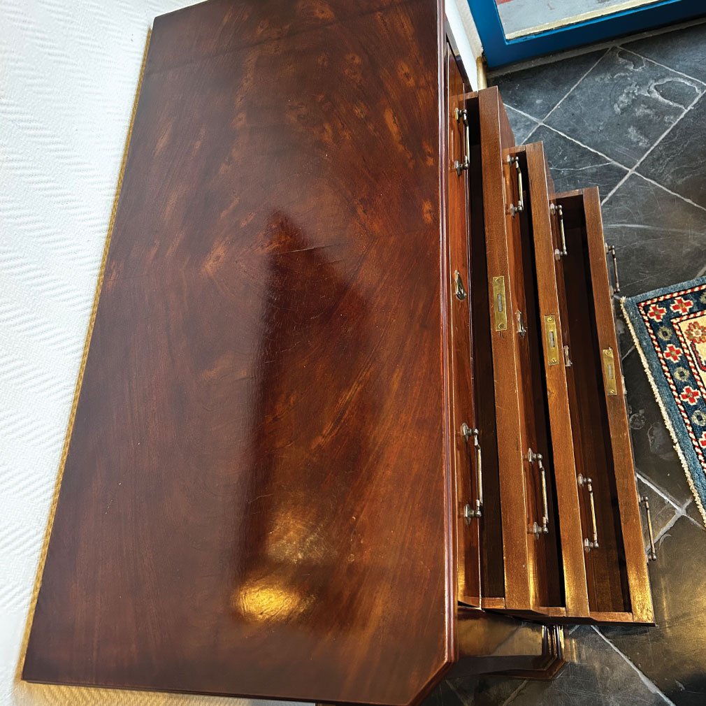 English Mahogany Secretary With 4 Drawers, 1920s-photo-2